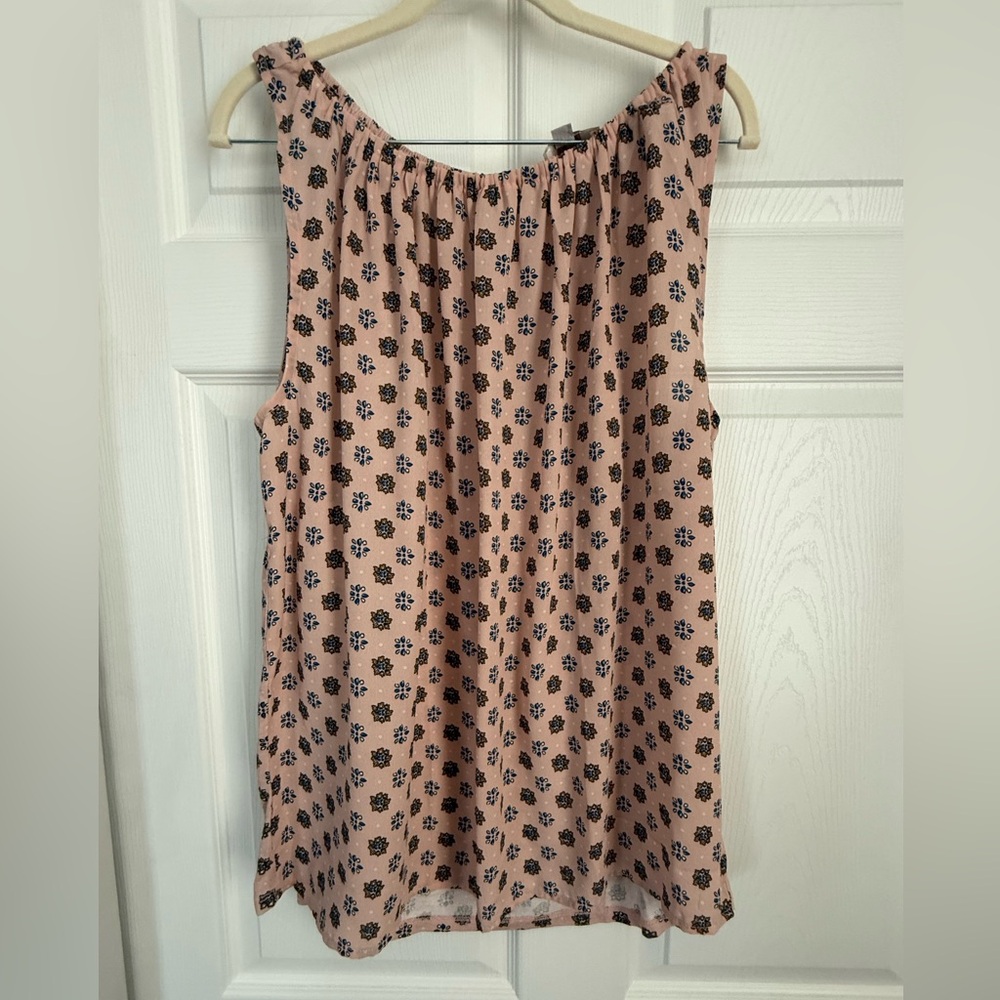 LOFT Pink Floral Sleeveless Blouse